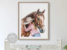 Little Girl Horse Nursery Print - 005