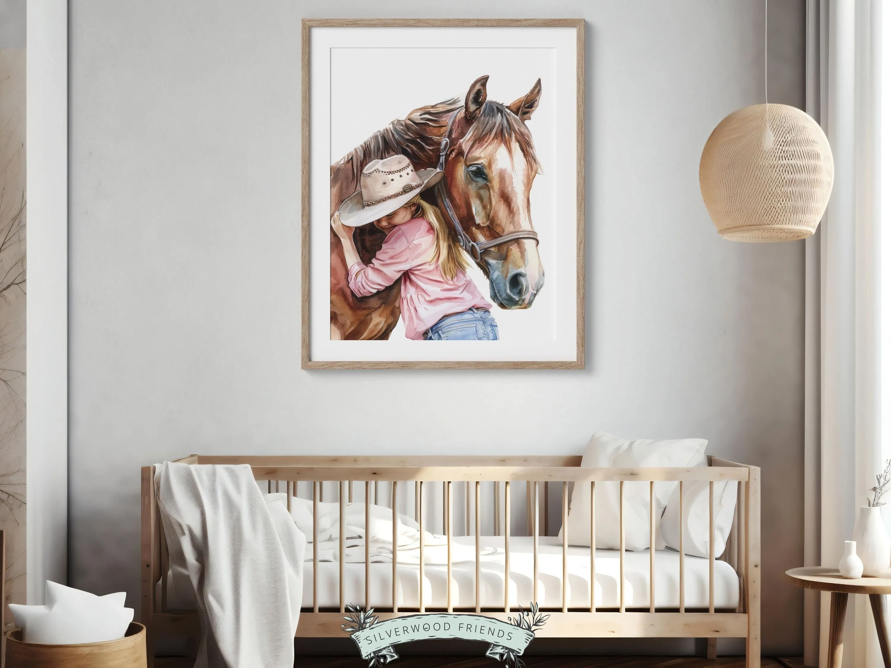 Little Girl Horse Nursery Print - 005