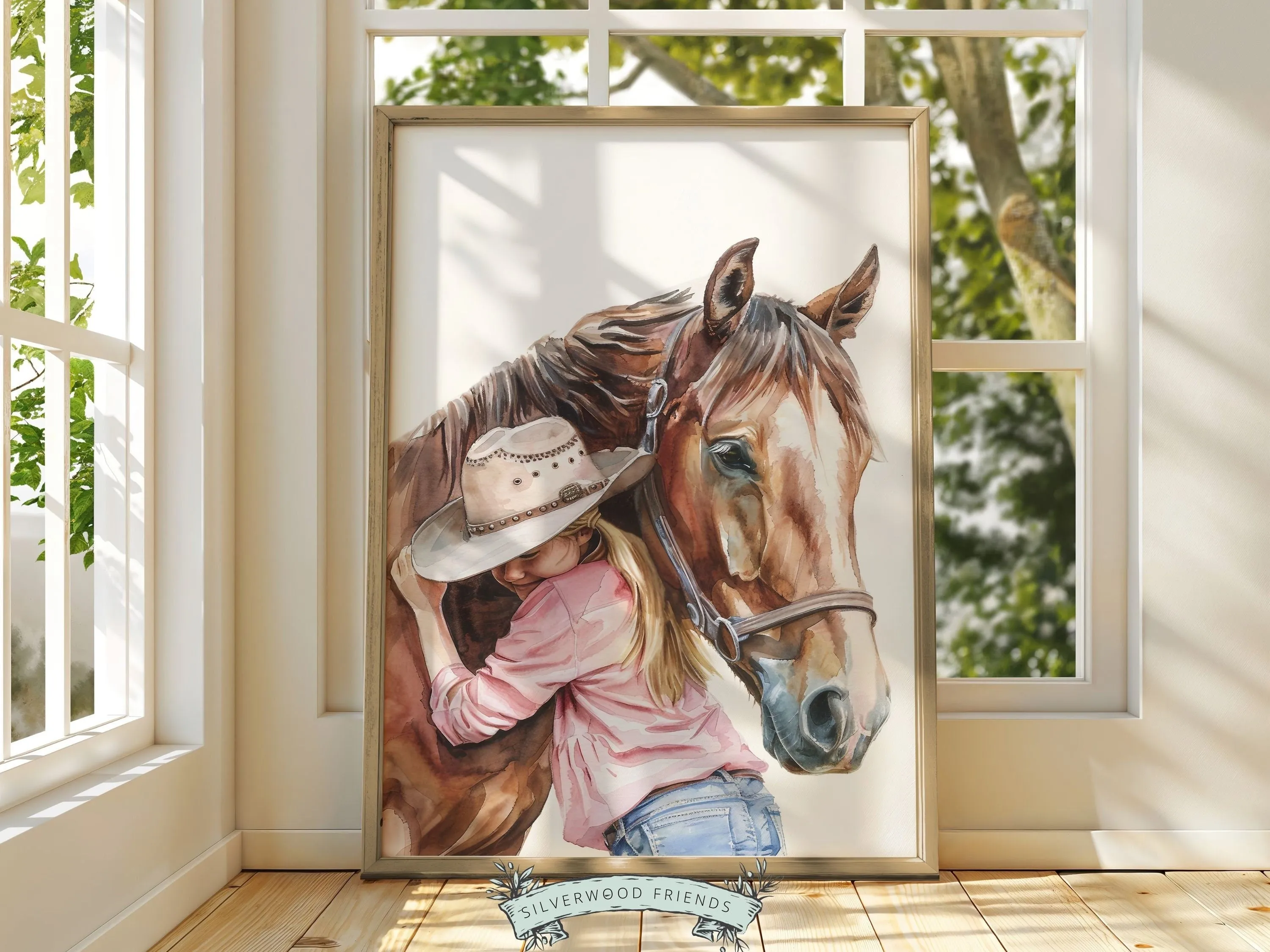 Little Girl Horse Nursery Print - 005