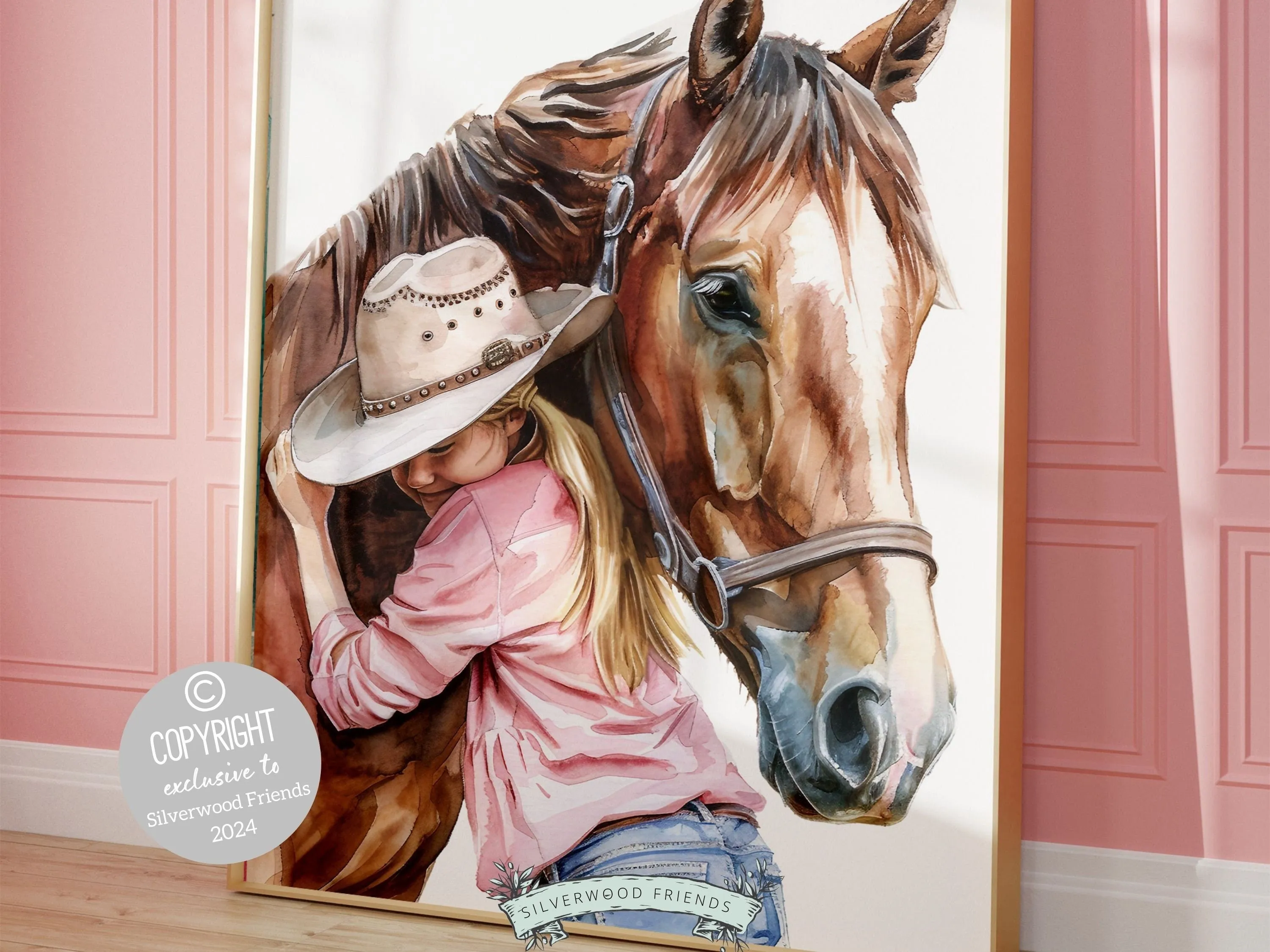 Little Girl Horse Nursery Print - 005