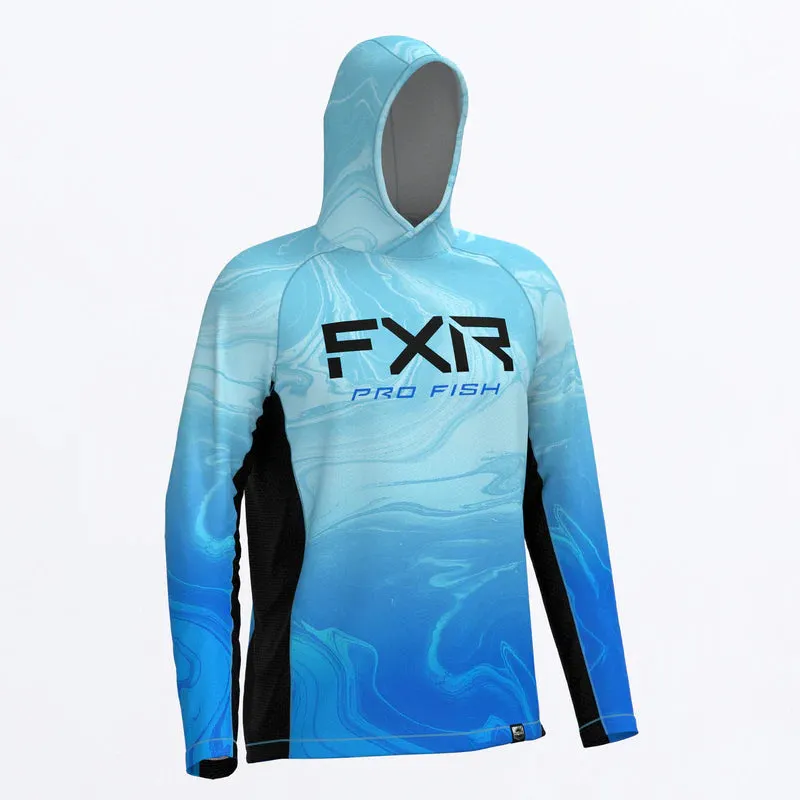 Long-Sleeved Shirt - FXR Men's Derby Air UPF Pullover, Liquid Marble Blue, 242097