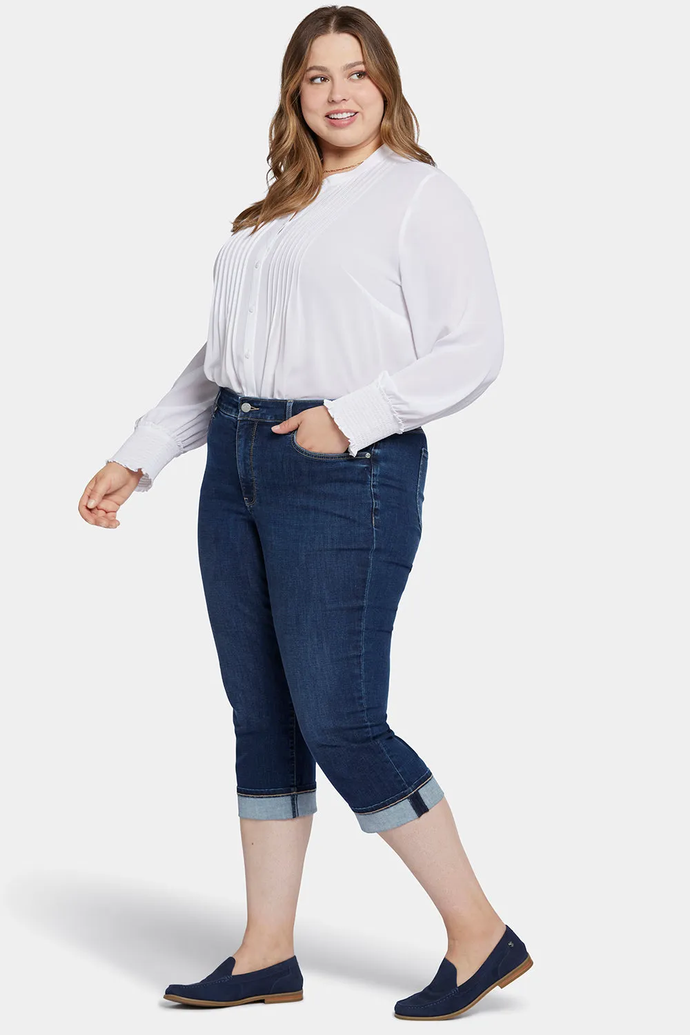 Marilyn Straight Crop Jeans In Plus Size - Cambridge