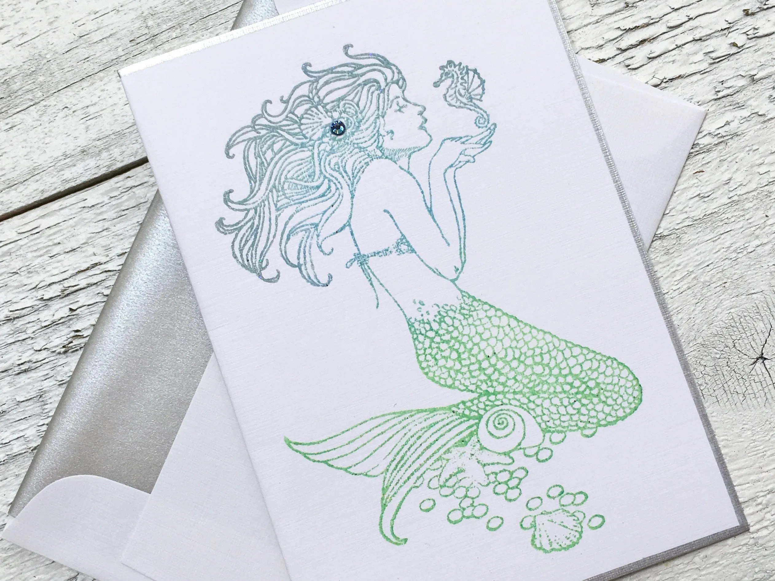 Mermaid Note Card, Mermaid Stationery, Personalized Note Cards, Notecards, Thank You Cards, Greeting Cards, Set of 8