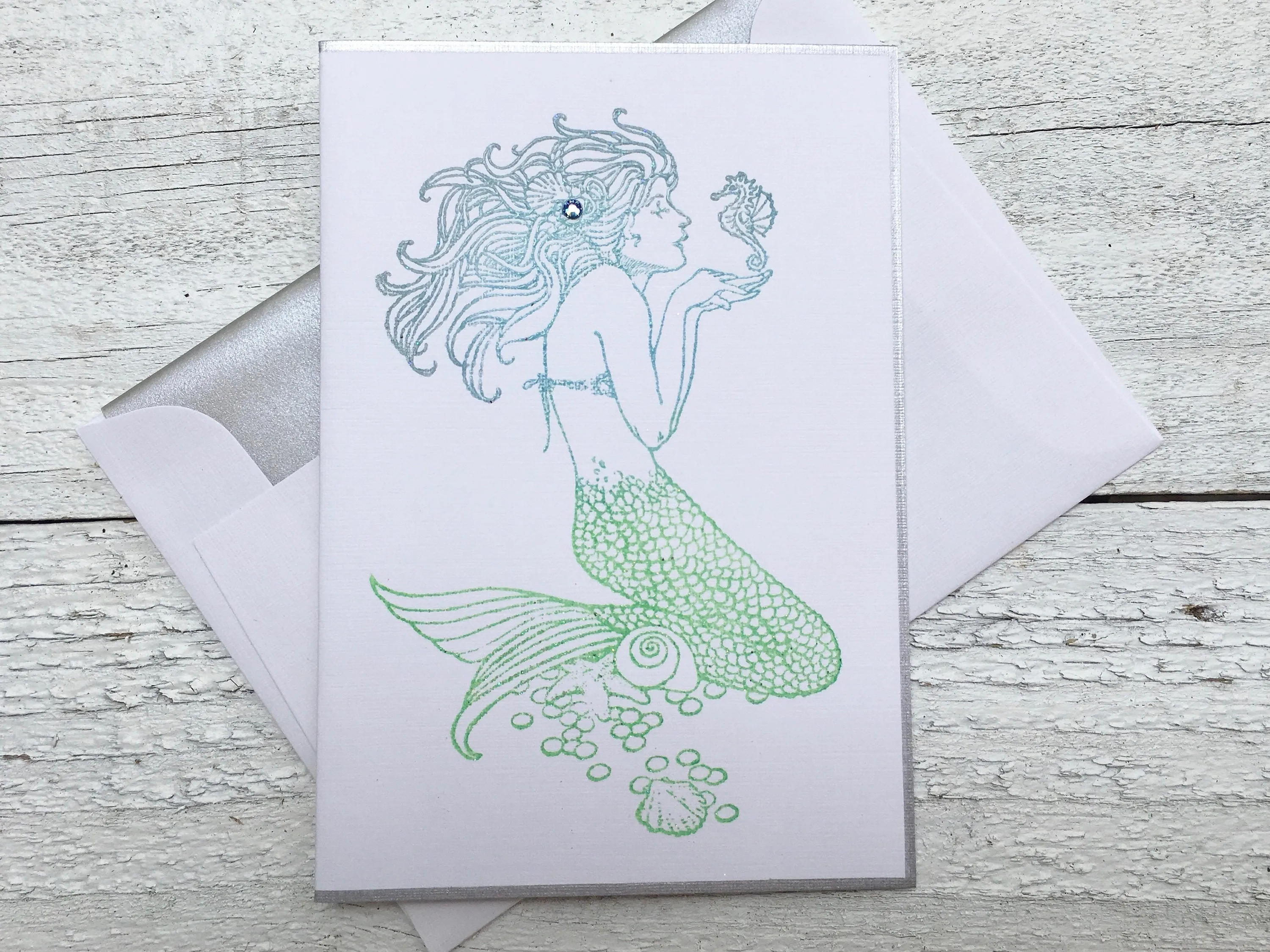 Mermaid Note Card, Mermaid Stationery, Personalized Note Cards, Notecards, Thank You Cards, Greeting Cards, Set of 8