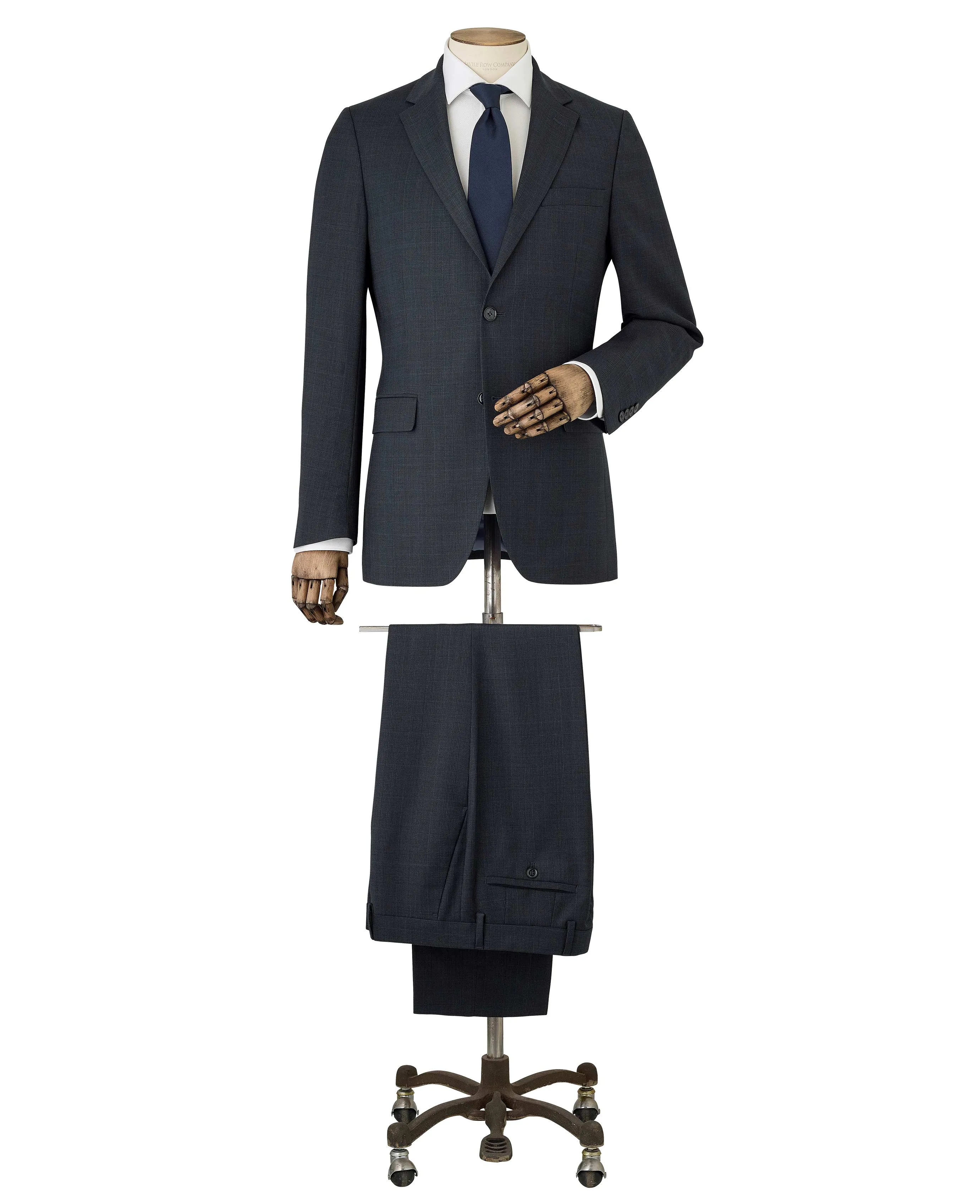 Navy Wool-Blend Prince of Wales Check Suit