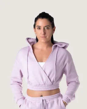 PETUNIA V-NECK CROPPED HOODIE - LILAC