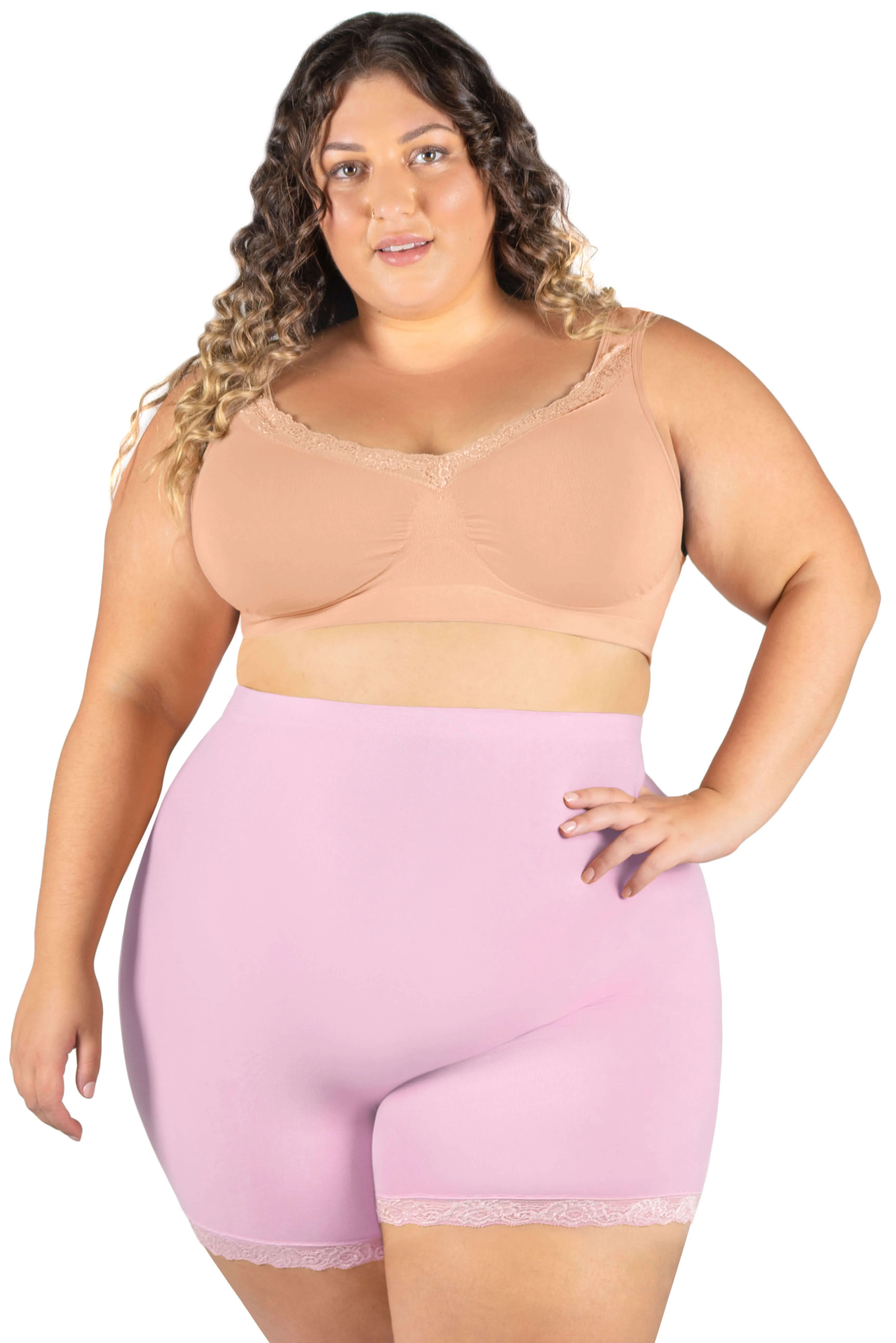 Plus Size Anti Chafing High Rise Petite Cotton Rich Shorts