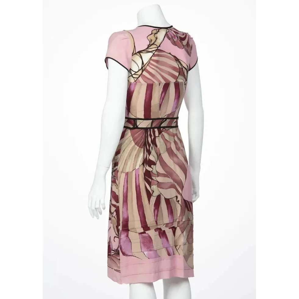 Prada James Jean Fairy Collection Pink Print Silk Dress | 38