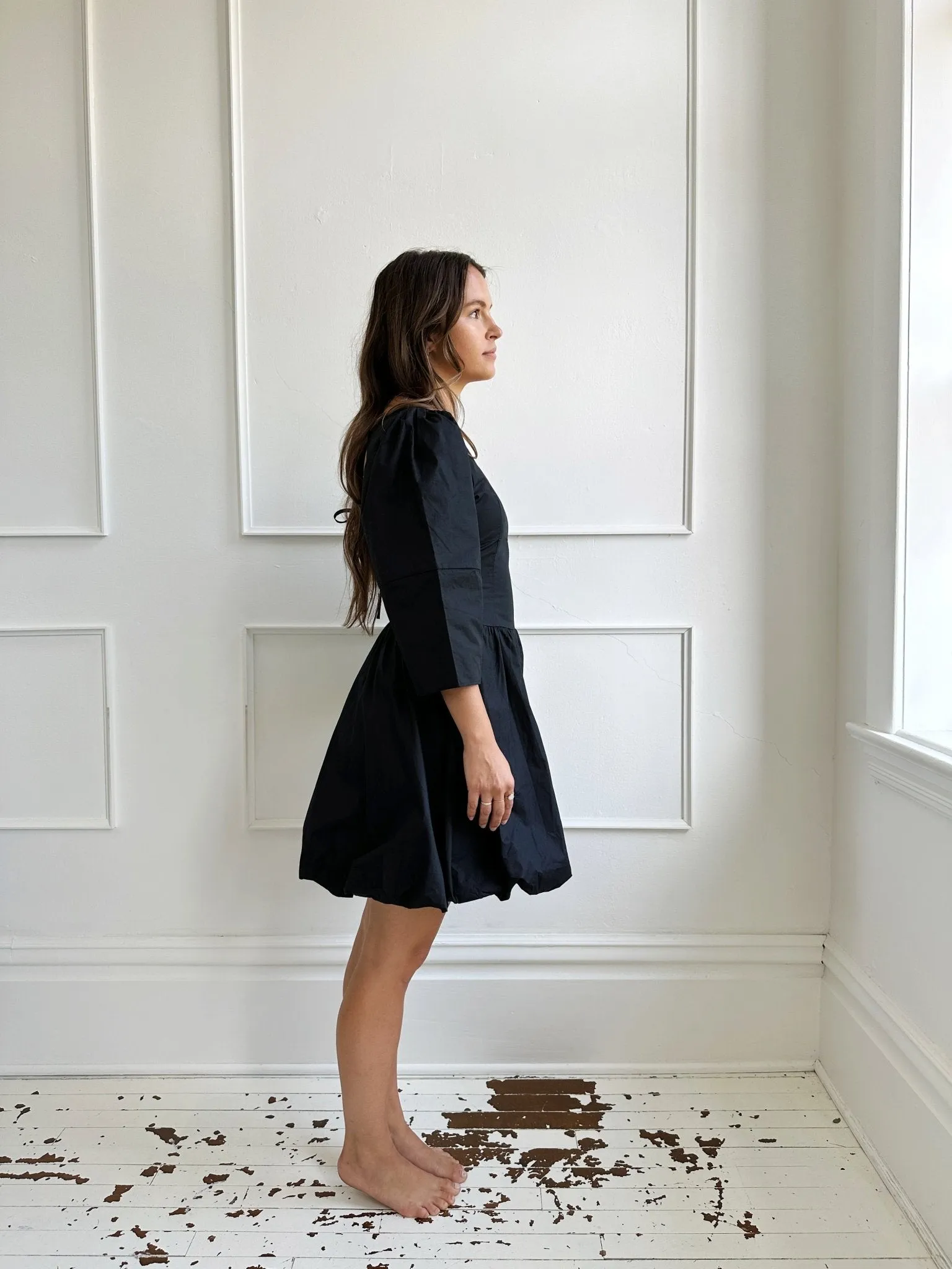 Puff Sleeve Bubble Hem Dress