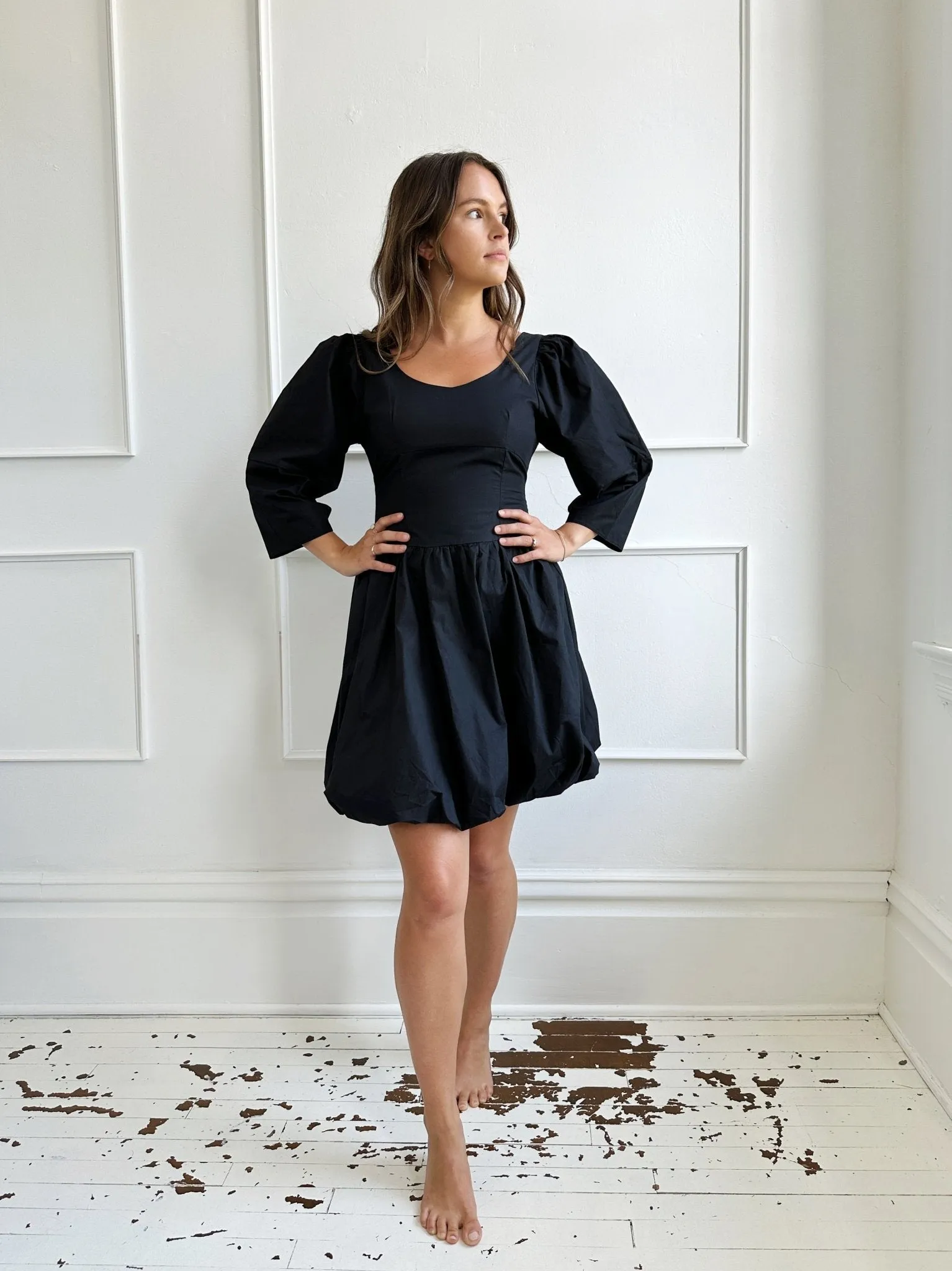 Puff Sleeve Bubble Hem Dress