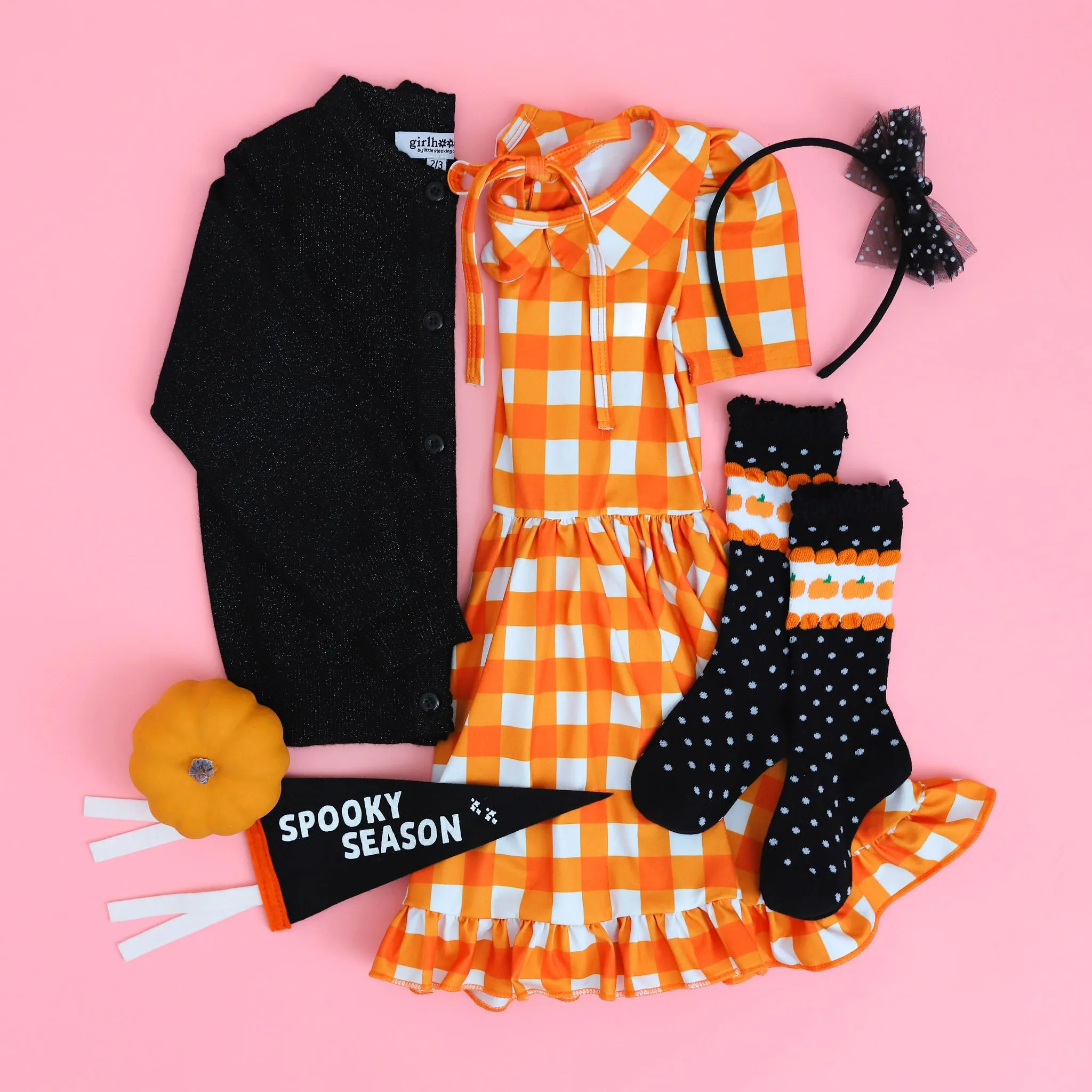 Pumpkin Gingham Twirl Dress