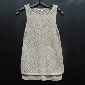 Rewind Sleeveless Beige Crochet Knit Tunic Top - XS