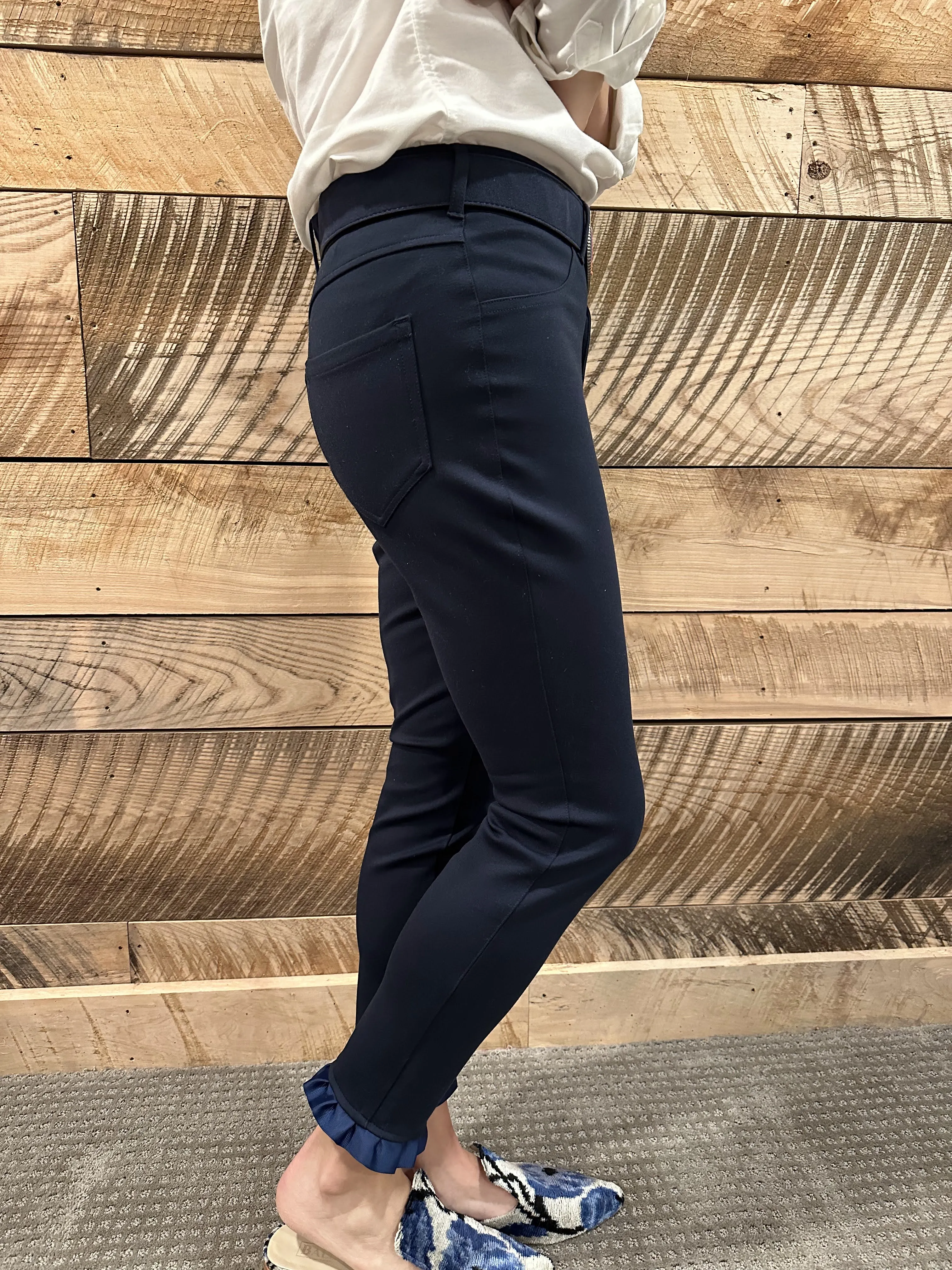 Sabrina Ankle Pants - Navy w Navy Ribbon