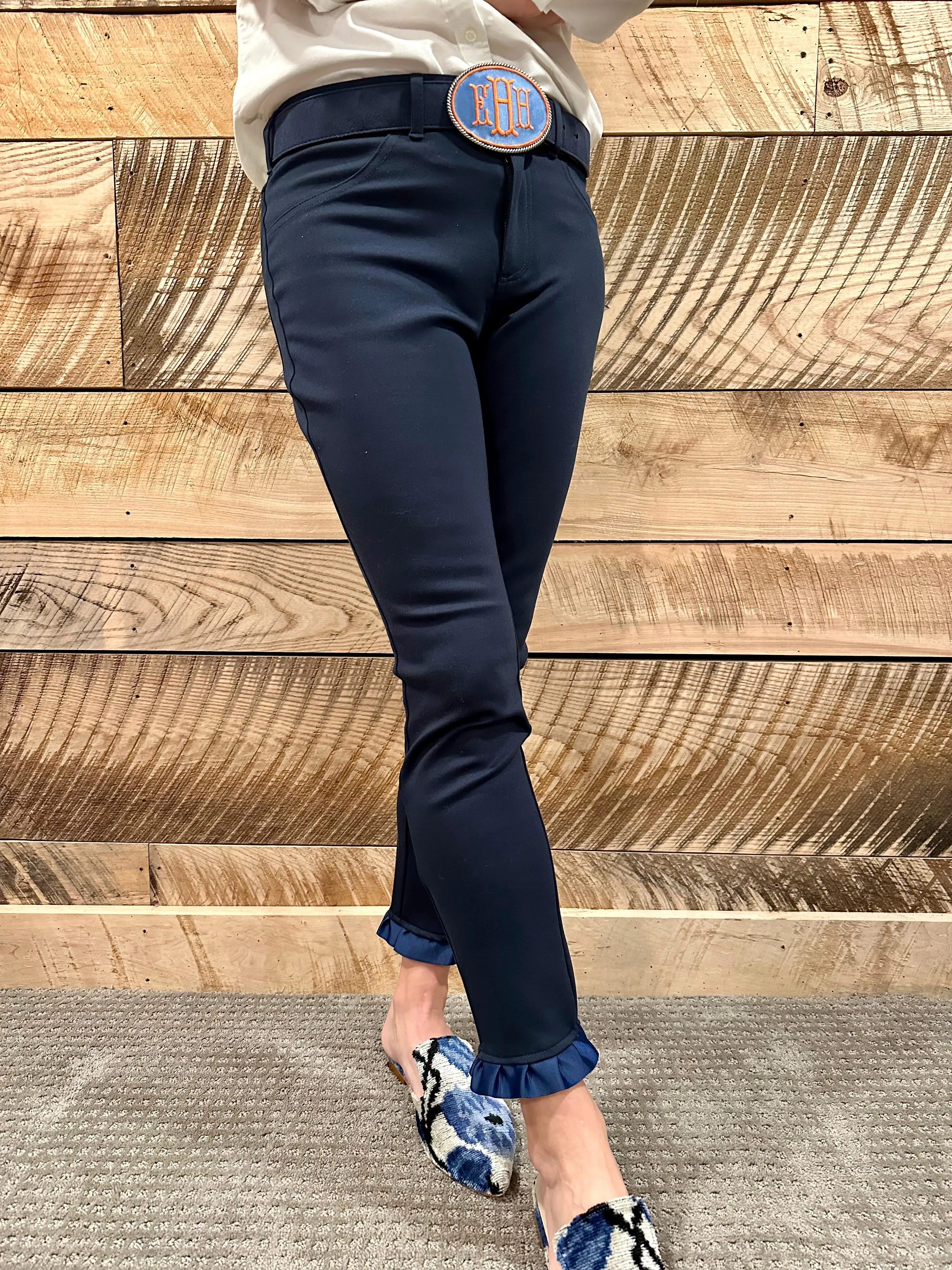 Sabrina Ankle Pants - Navy w Navy Ribbon