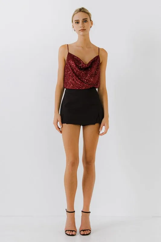 SEQUIN COWL NECK CAMI