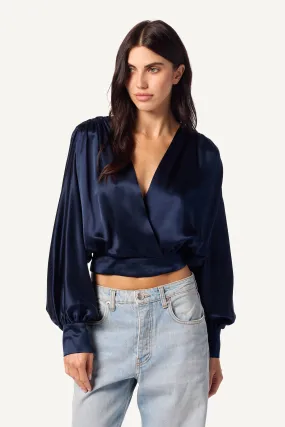 SERAPHINE SURPLICE TOP | MIDNIGHT NAVY