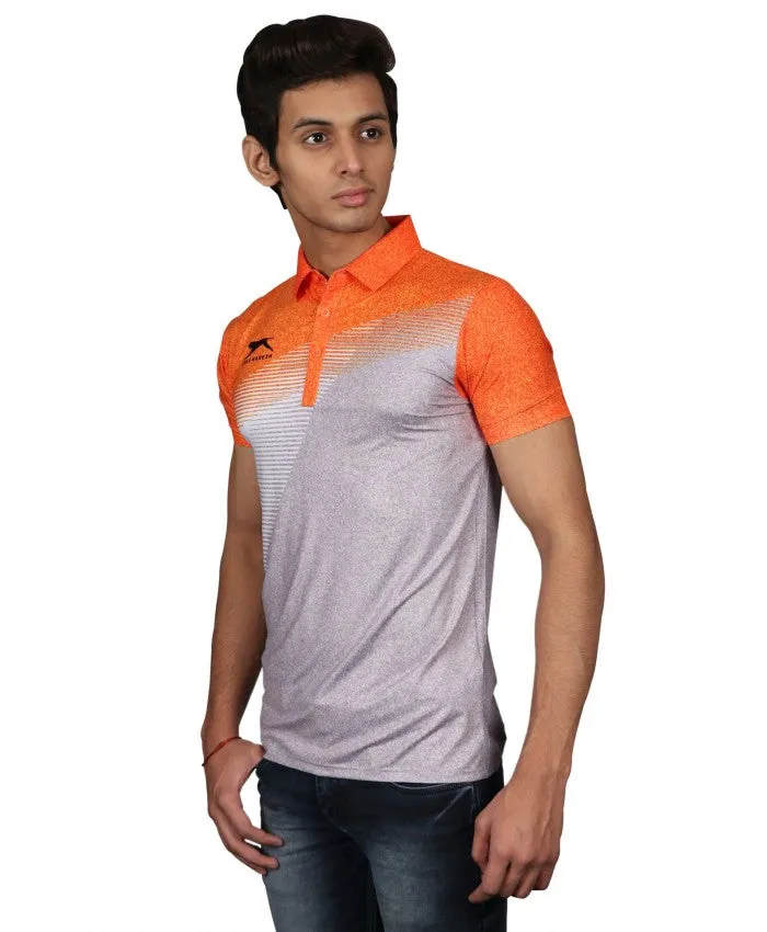 SHIV NARESH Spandex T-Shirt (Grey-Orange)