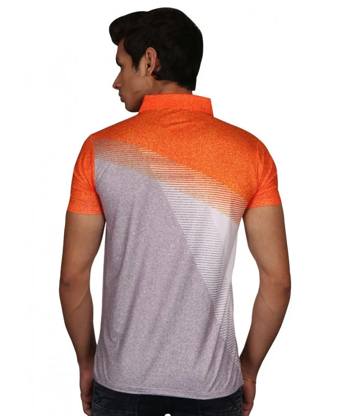 SHIV NARESH Spandex T-Shirt (Grey-Orange)