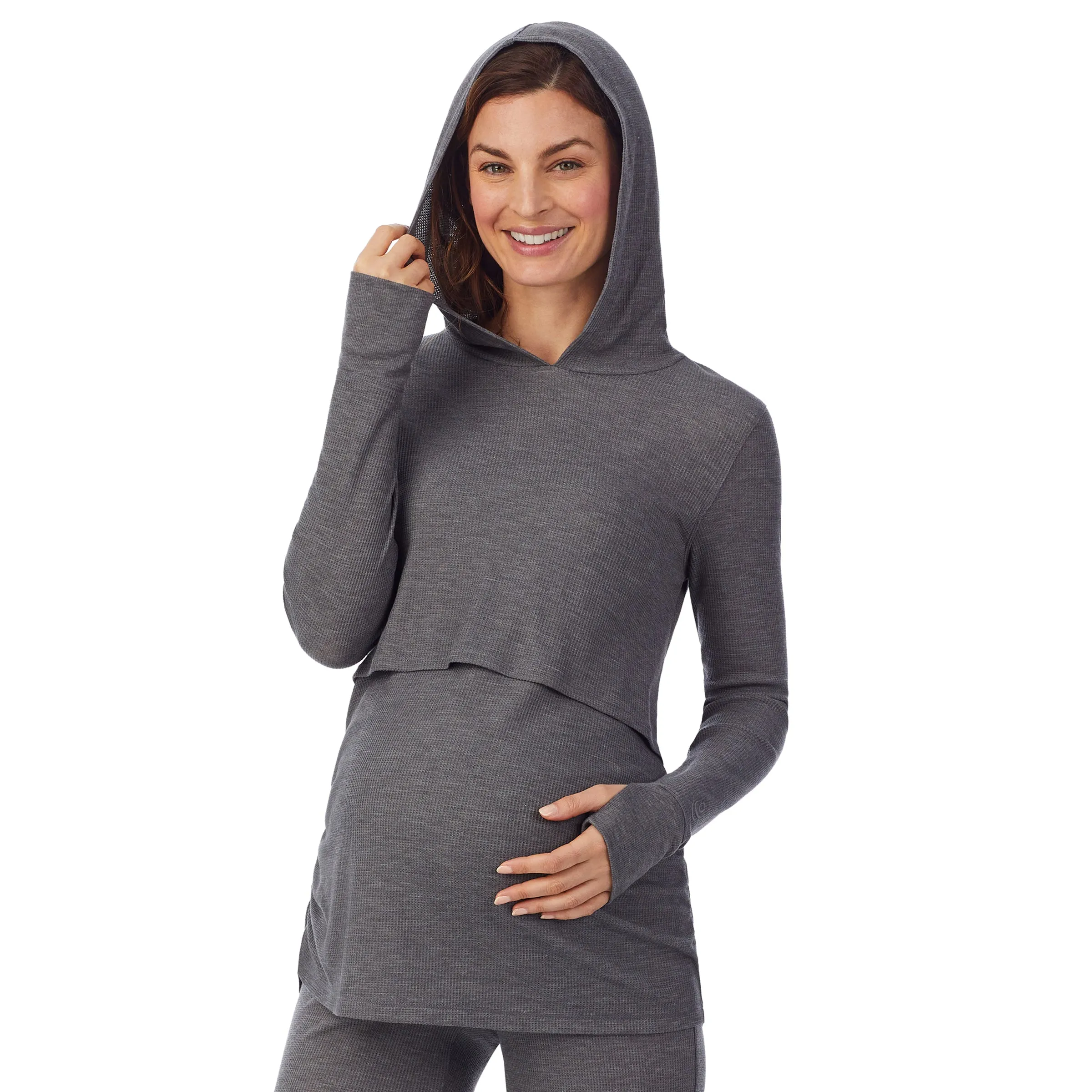 Stretch Thermal Maternity Long Sleeve Hoodie Top