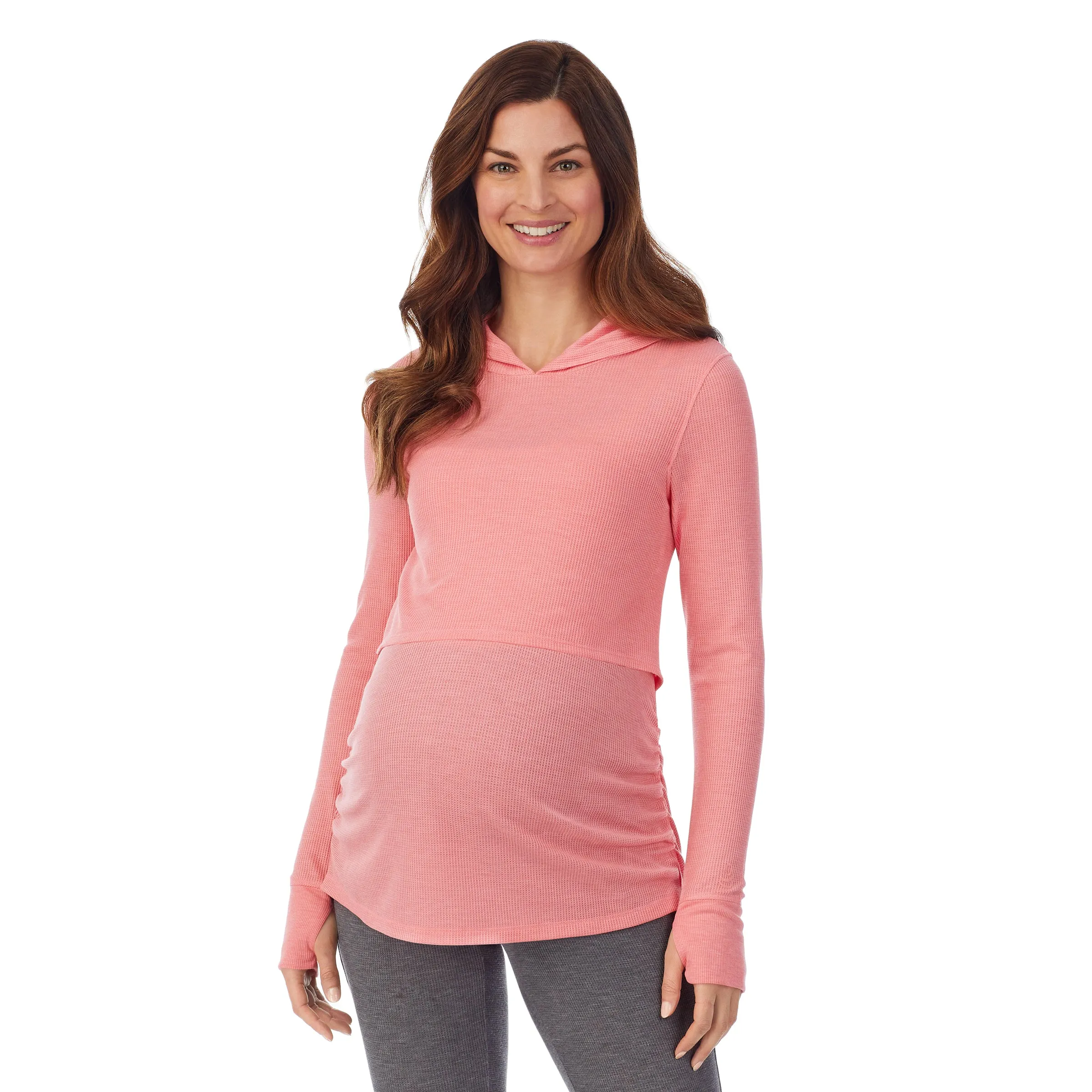 Stretch Thermal Maternity Long Sleeve Hoodie Top