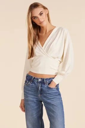 SURPLICE DRAPED MODAL JERSEY TEE