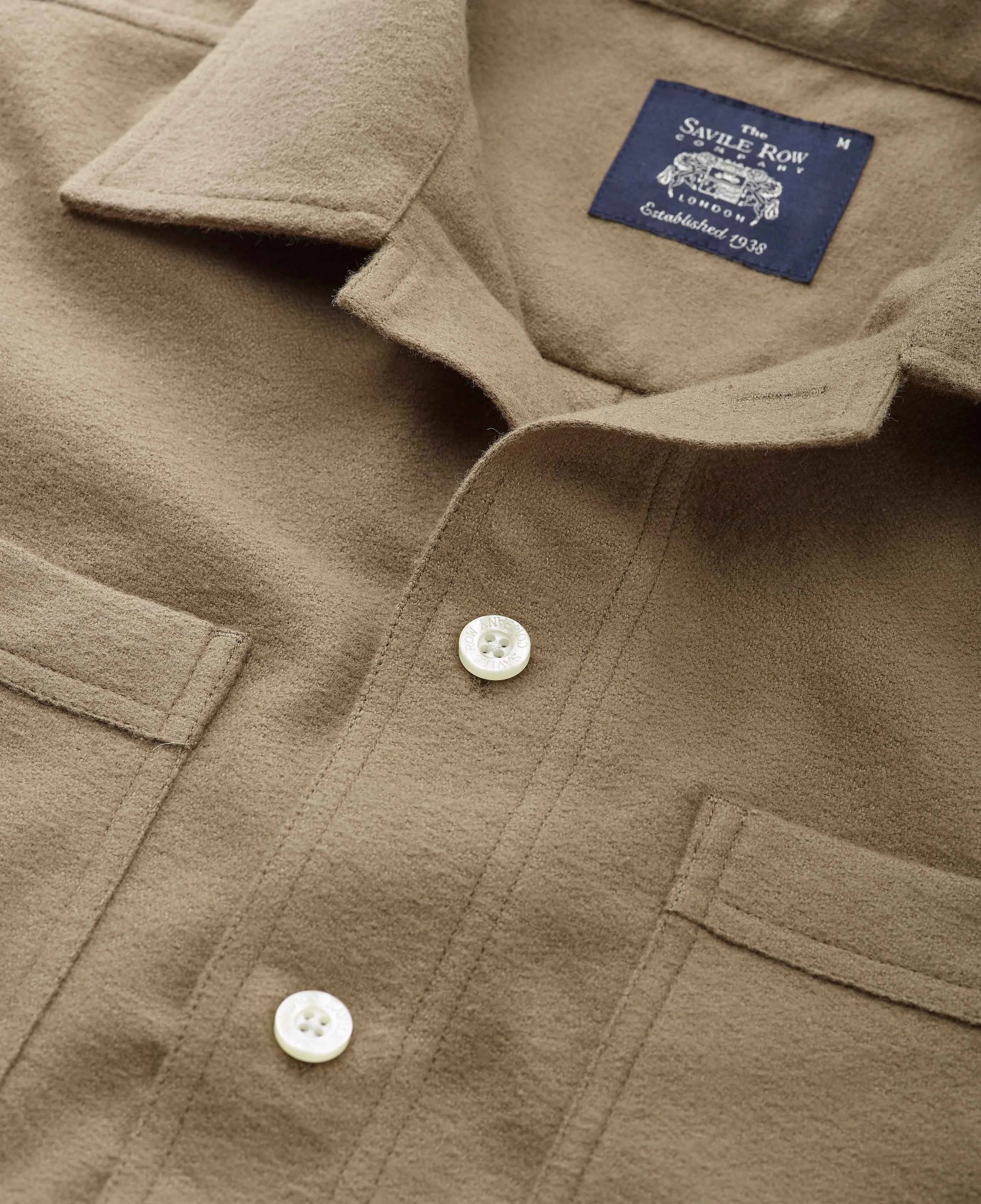 Tan Brushed Cotton Overshirt