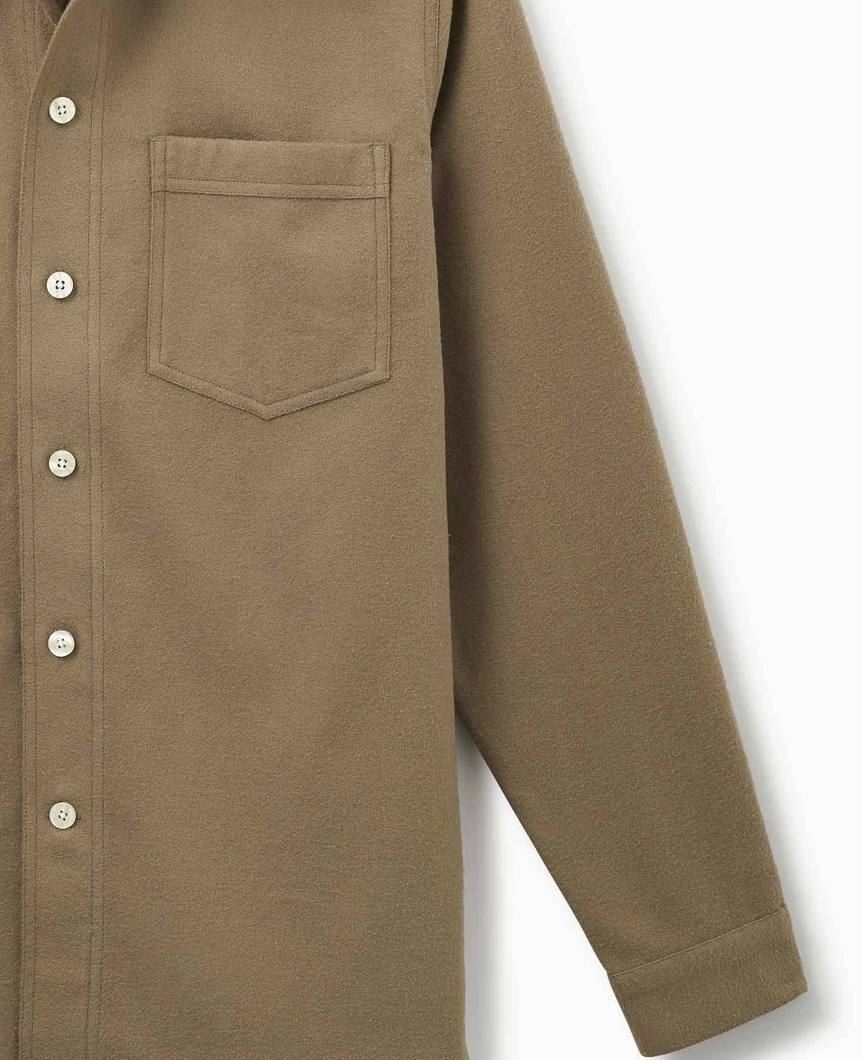 Tan Brushed Cotton Overshirt