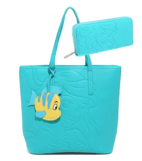 The Little Mermaid Ariel Emerald Embossed Tote Bag Set