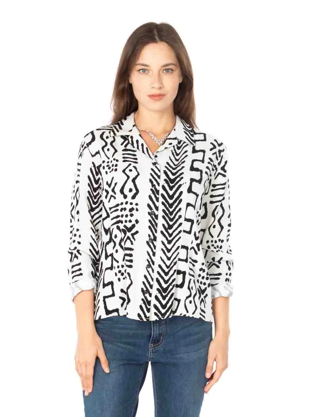 Tianello TENCEL™ "Mud" Print "Diane" Blouse