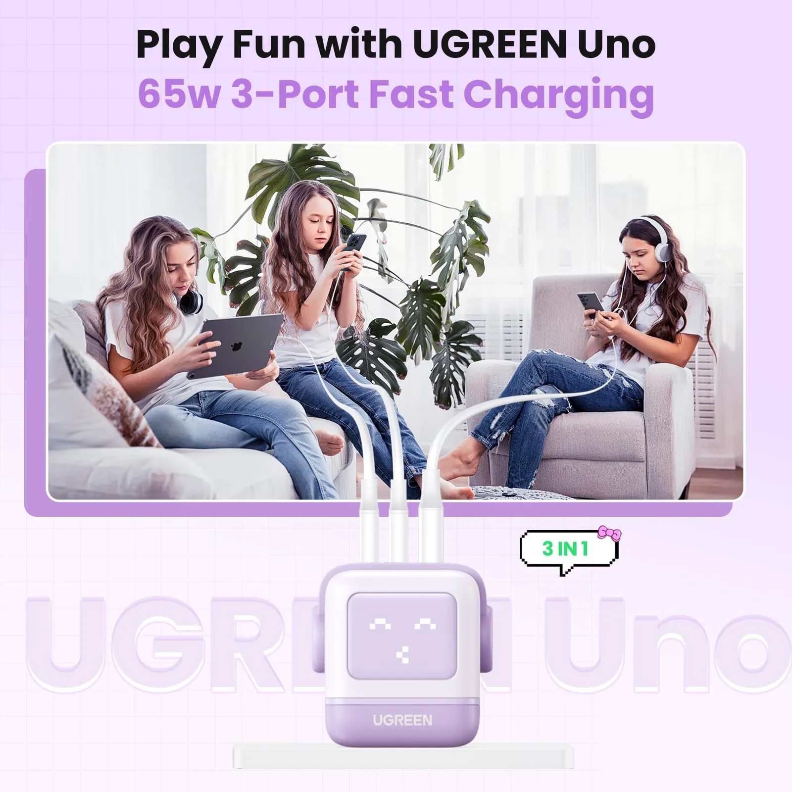 UGREEN Uno Charger 65W (Purple)