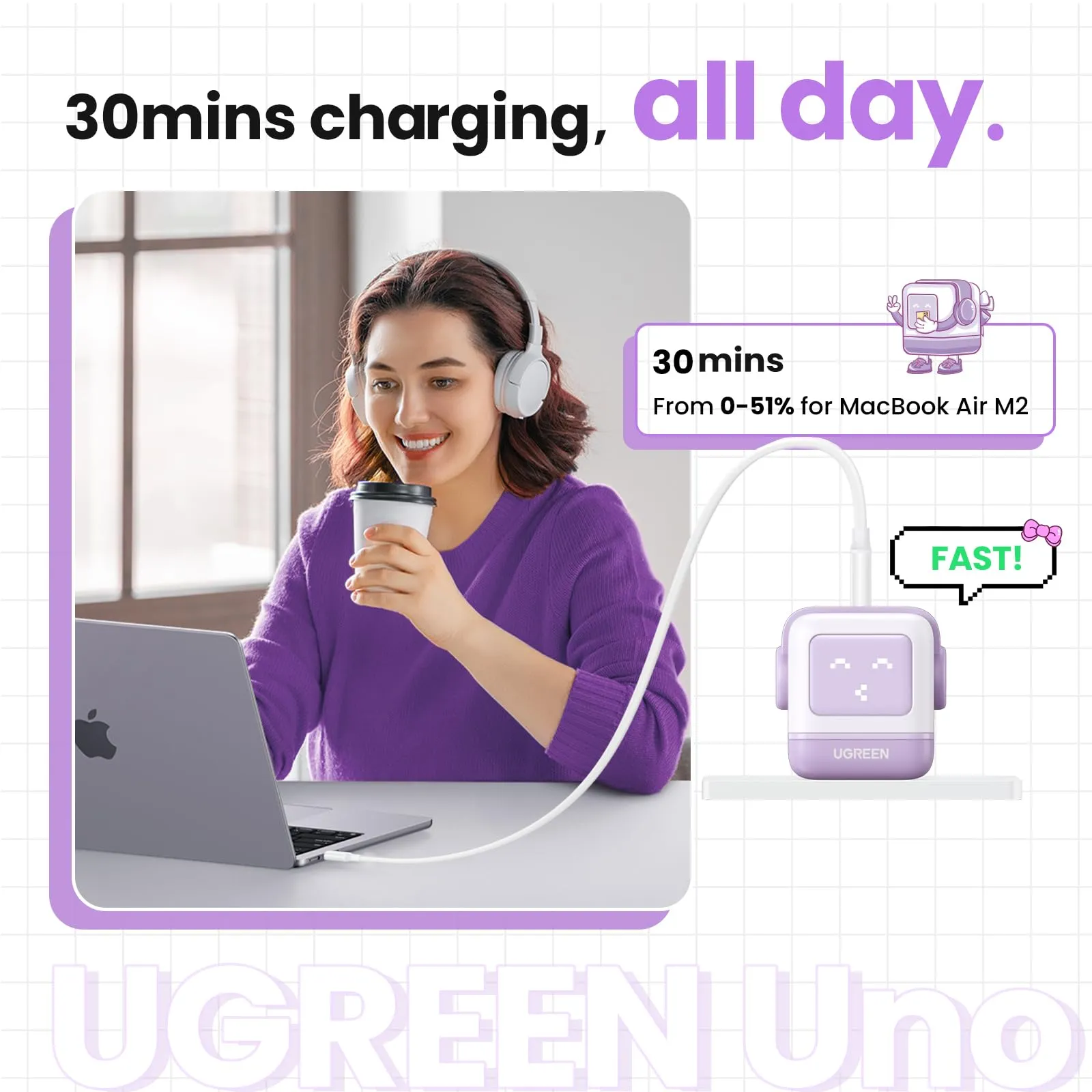 UGREEN Uno Charger 65W (Purple)