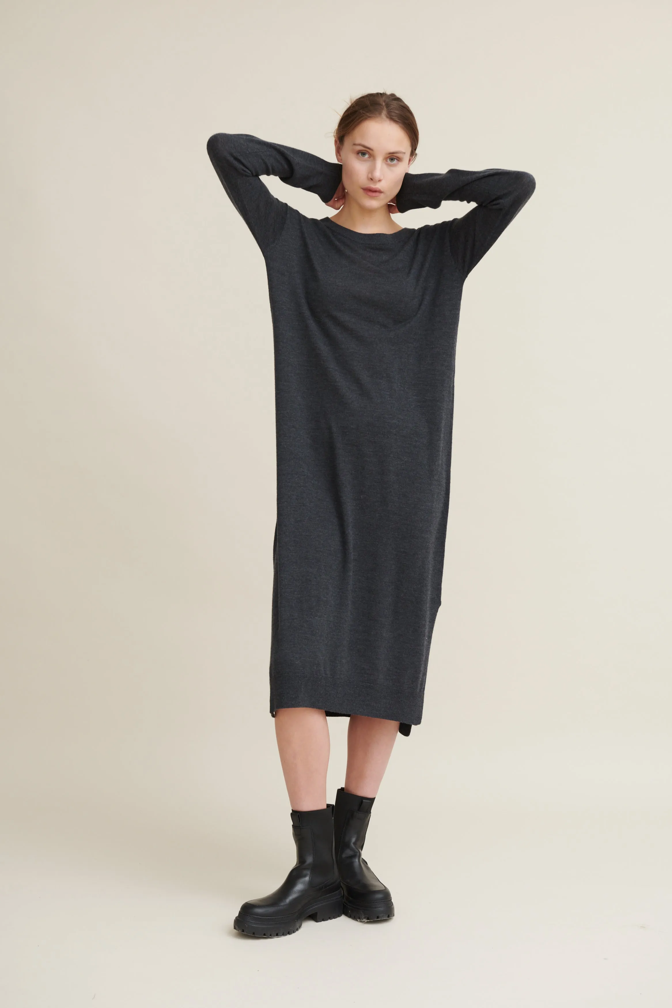 Vera Long Dress - Dark Grey Mel.