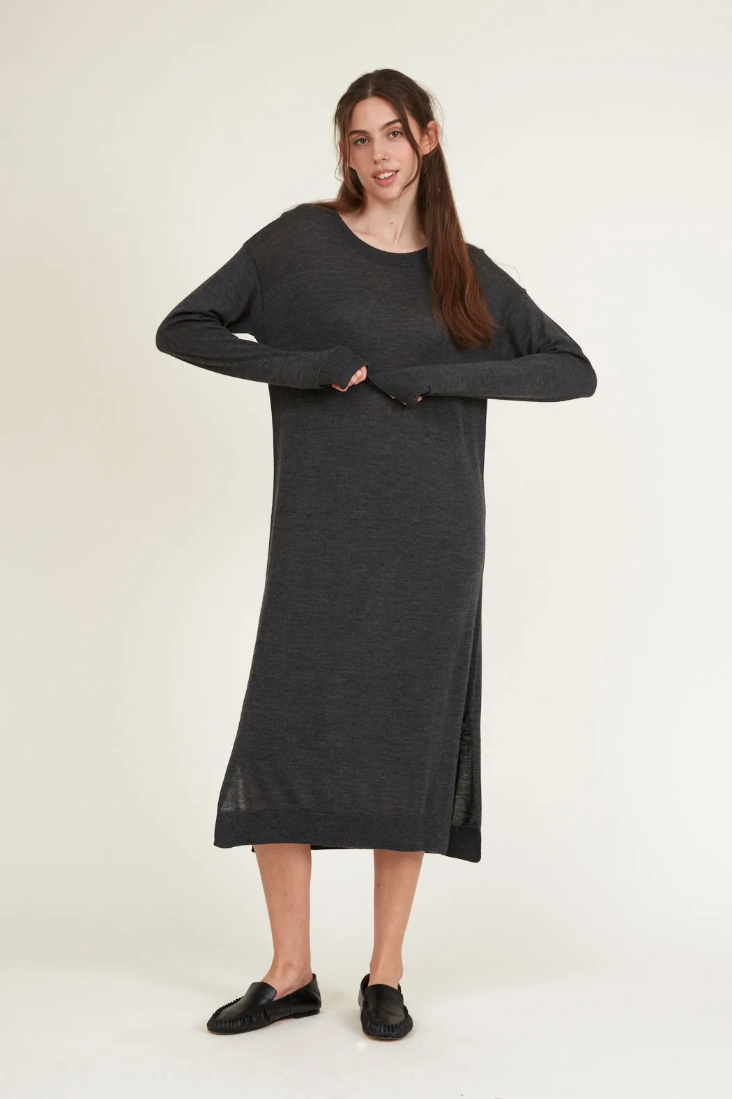 Vera Long Dress - Dark Grey Mel.