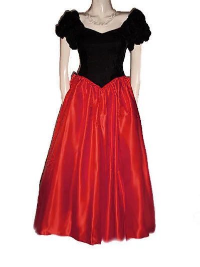 *VINTAGE '60s / '70s NEW OLD STOCK TIME & ETERNITY BLACK VELVET & RED SATIN BALL GOWN WITH ATTACHED CRINOLINE - PERFECT FOR HOLIDAY PARTIES