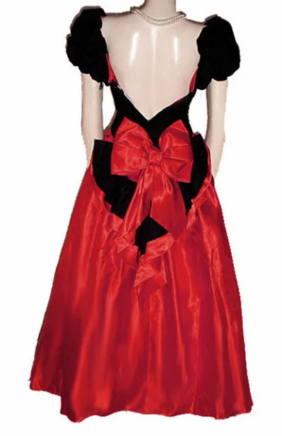 *VINTAGE '60s / '70s NEW OLD STOCK TIME & ETERNITY BLACK VELVET & RED SATIN BALL GOWN WITH ATTACHED CRINOLINE - PERFECT FOR HOLIDAY PARTIES