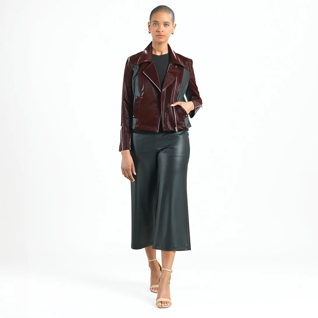 Vinyl - Liquid Leather™ Panel Zip Cuff Pocket Jacket - Mulberry - Limited Edition!