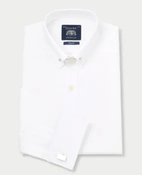 White Poplin Pin Collar Slim Fit Double Cuff Formal Shirt