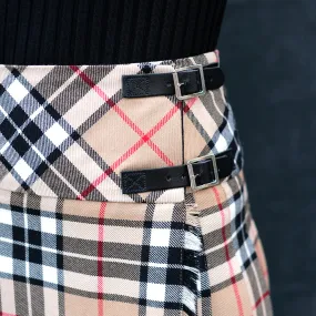 Women’s Mini Hip Kilt in Camel Thompson Tartan