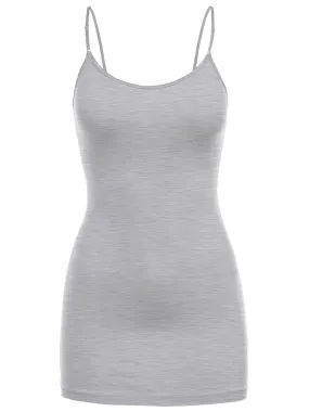 Women's Solid Longline Cami Adjustable Spaghetti top (FWT1013)